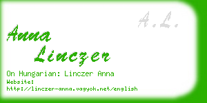 anna linczer business card